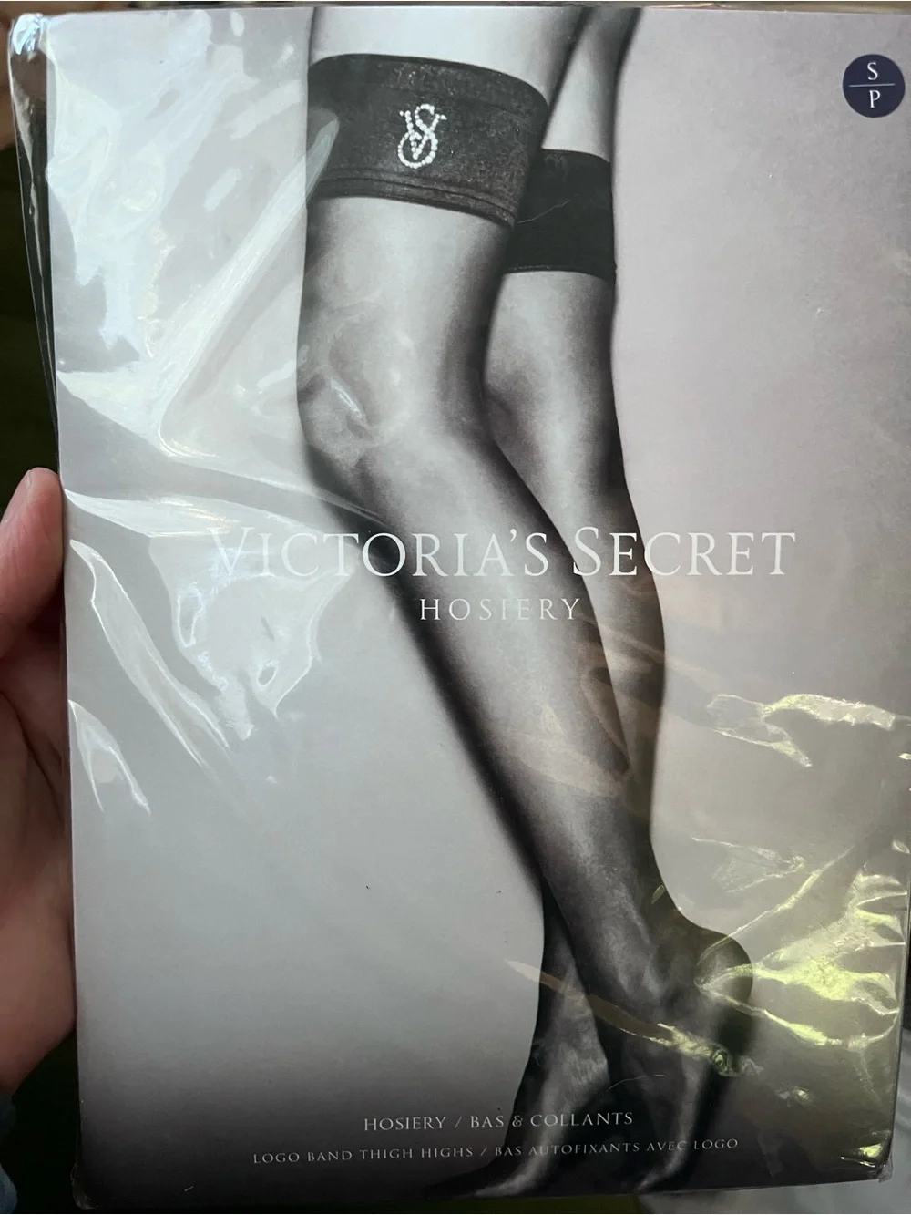 Victoria's Secret blue Sheer Thigh Highs with Logo Band